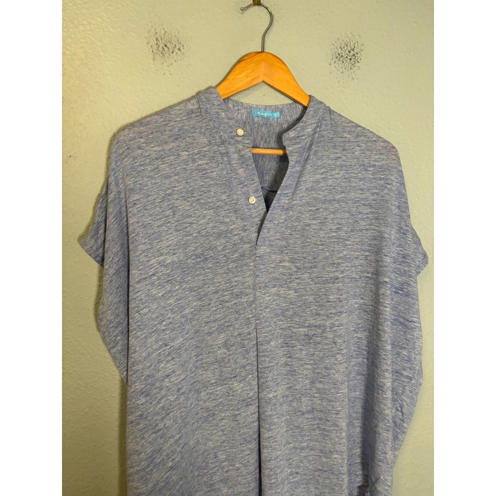 J Mclaughlin Blue Heathered Split Neck Short Slee… - image 3